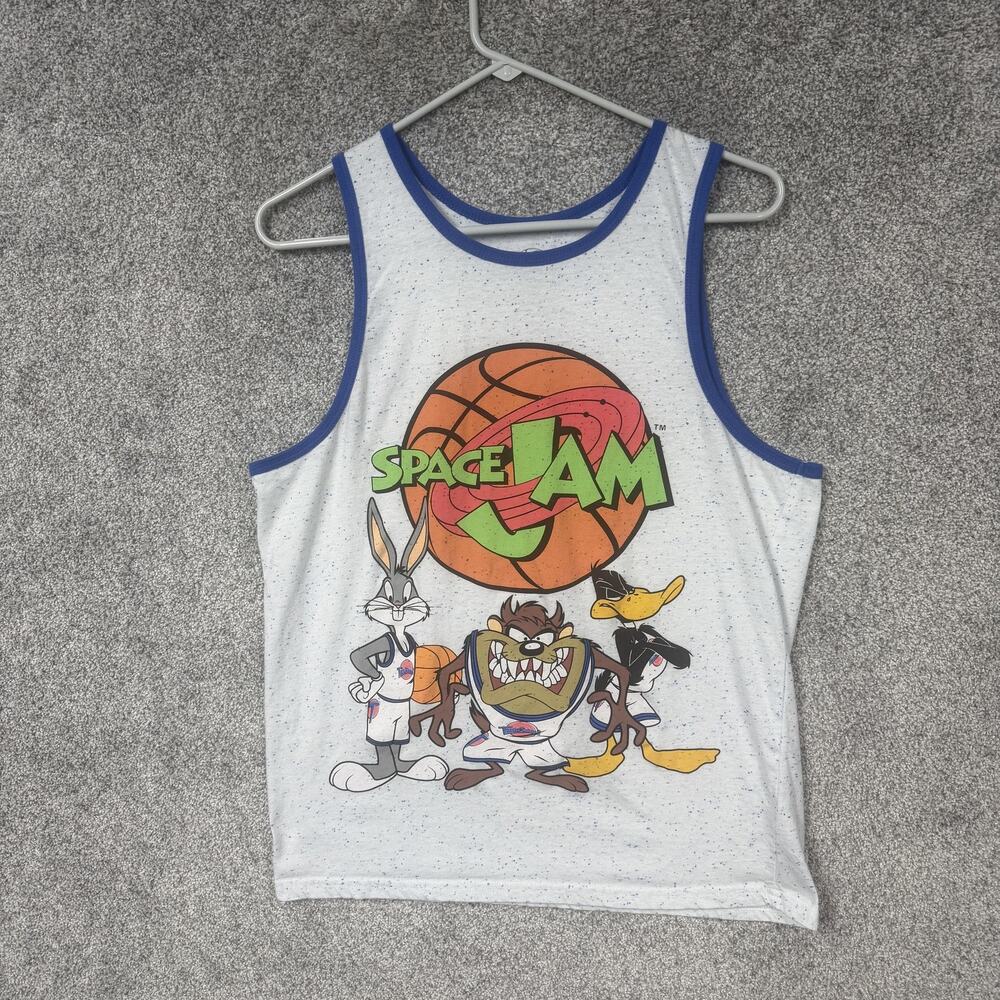 Space Jam Tank Top Mens M Multi Color Basketball Cartoon Graphic Looney Tunes